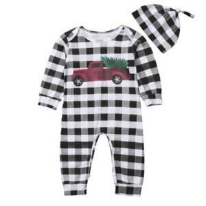 New  boy long plaid romper 18 months